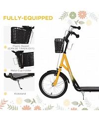 Glintex Youth Kick Scooter with 16 in Air Tires, Basket and Cupholder