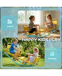 Glintex 2-in-1 Rocking Teeter Totter with Backrest Seats, Steel, 220 lbs Capacity, Ages 3-8