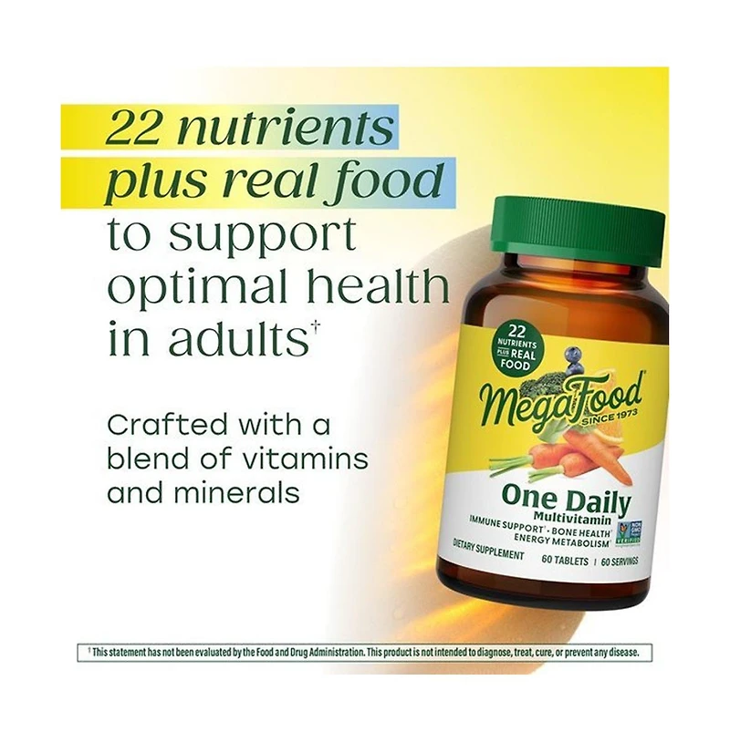 MegaFood One Daily Multivitamin for Women and Men, Immune Support, 180 Ct