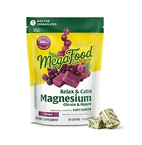 MegaFood Relax and Calm Magnesium Supplement with Magnesium Citrate and Malate, 30 Grape Soft Chews