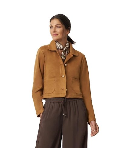Cable & Gauge Women's Knit Sueded Cropped Jacket