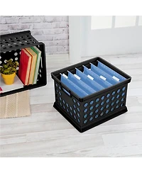 Sterilite Stackable Plastic Storage Open Crate Bin Organizer Box, Black (6 Pack)