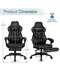 Mecale Adjustable Gaming Chair with Footrest and Lumbar Cushion for Office
