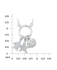 Women's Cubic Zirconia 5/8ct. t.w. Turtle, Starfish and Clamshell Charm Holder Necklace