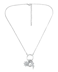 Macy's Fine Silver-Plated Over Brass Circle Charm Holder with Sun, Moon, Star and Lightning Bolt Charms Necklace