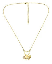 Macy's 14k Gold-Plate Over Brass Heart Shaped Charm Holder with Elephant, Heart and Evil Eye Charms Necklace