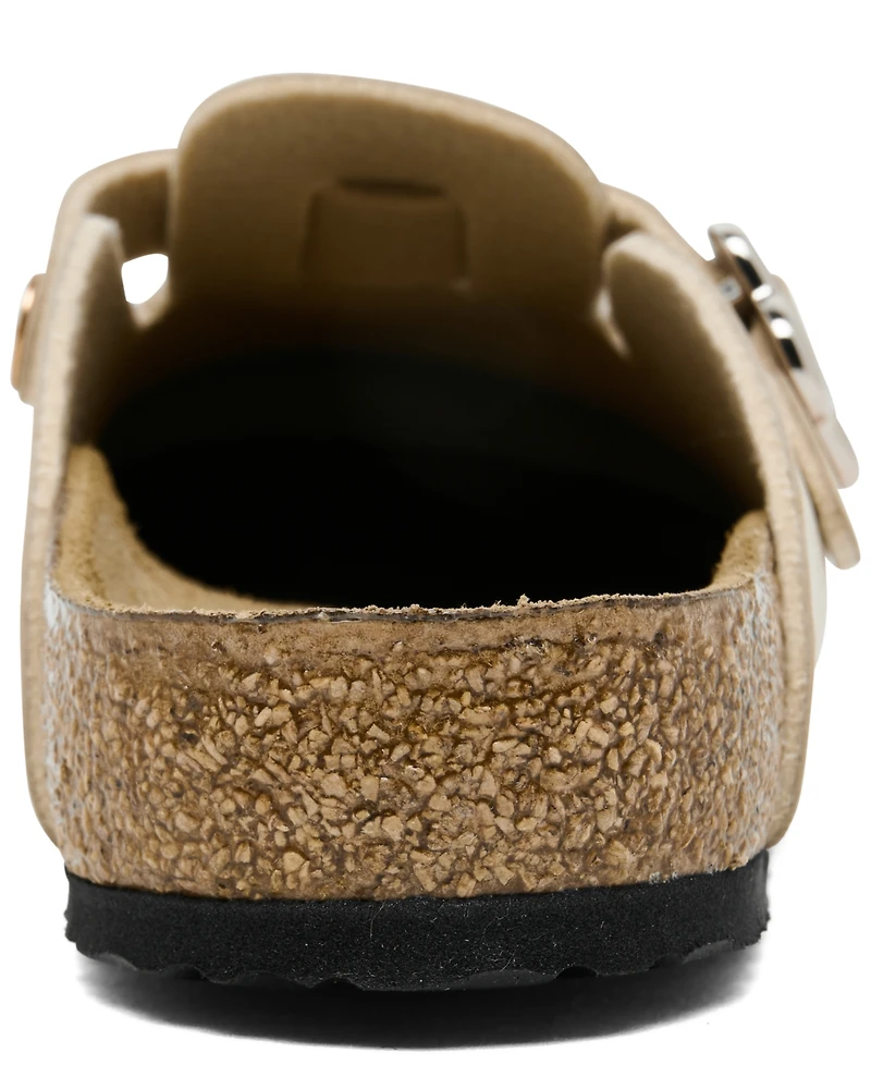 Birkenstock Little Kid's Boston Suede Leather Flower Buckle Clogs from Finish Line