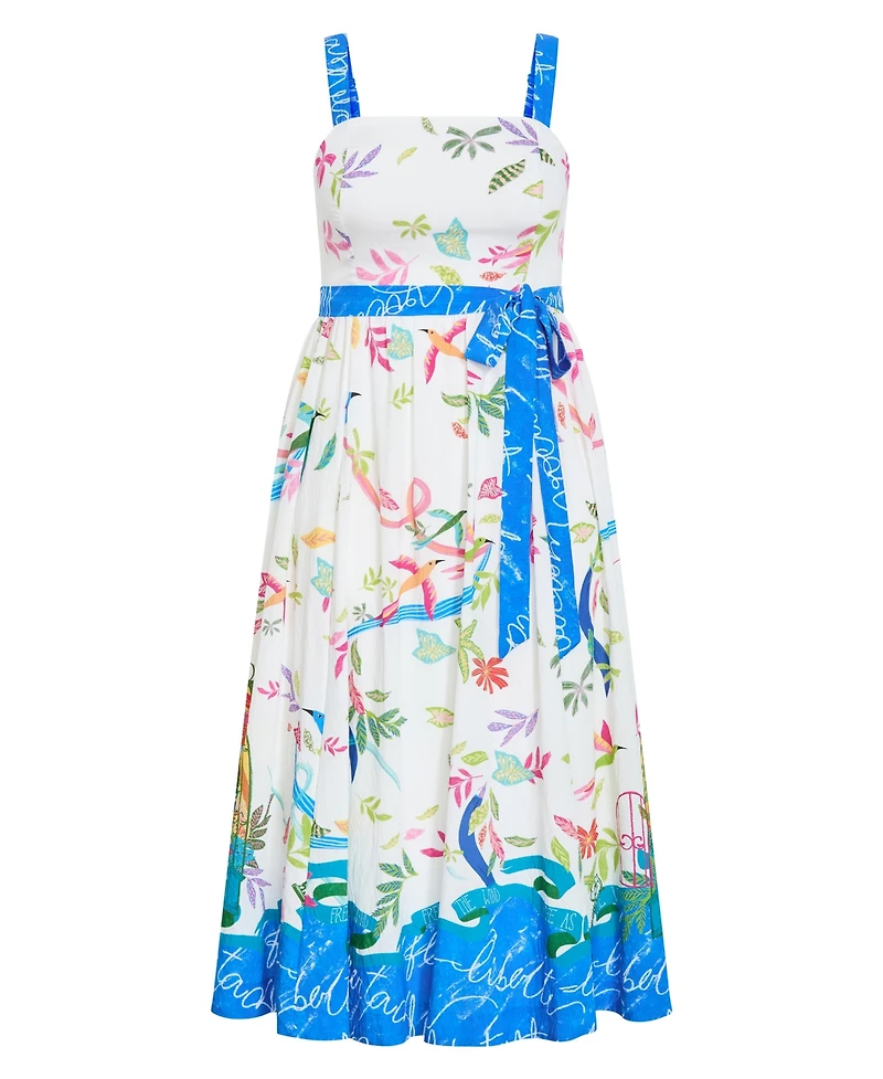 City Chic Plus Free Spirit Print Sleeveless Midi Dress