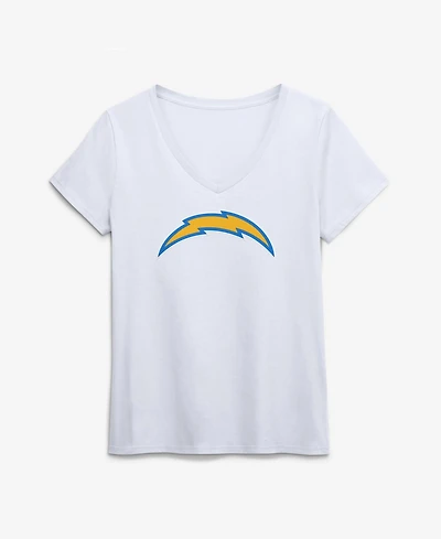 Logo Athletic Women's Los Angeles Chargers Primary V-Neck Screen Print Graphics T-Shirt