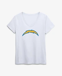 Logo Athletic Women's Los Angeles Chargers Primary V-Neck Screen Print Graphics T-Shirt