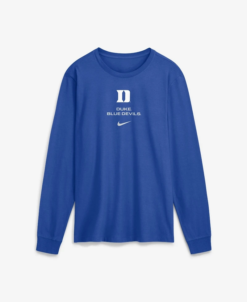 Nike Men's Duke Blue Devils Sideline Long-Sleeve Crewneck Screen-Print Graphics T-Shirt
