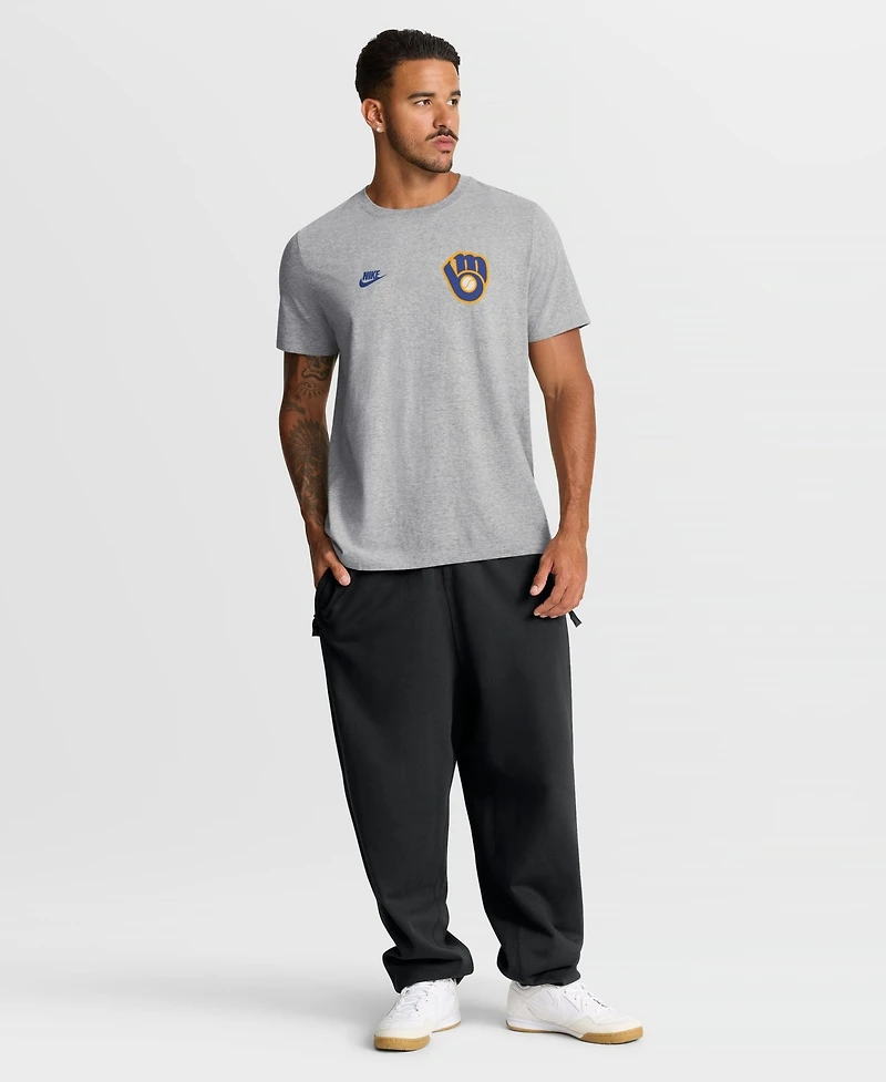 Nike Men's Milwaukee Brewers Cooperstown 2-Hit Retro Cotton-Blend T-Shirt