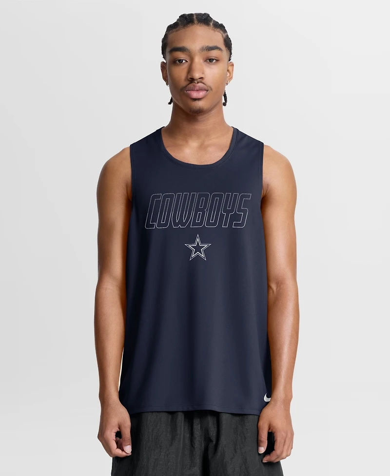 Nike Men's Dallas Cowboys Kickoff Miler Dri-fit Crewneck Tank Top