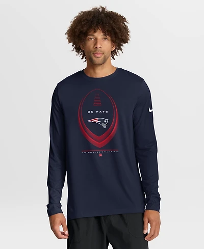 Nike Men's Dri-fit Legend Icon New England Patriots Long-Sleeve Crewneck T-Shirt