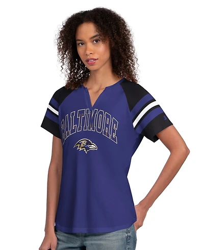 Starter Women's Baltimore Ravens Game On Notch Neck Raglan Sleeves T-Shirt