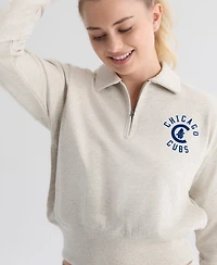 Fanatics Women's Chicago Cubs Quarter-Zip Cropped Sweatshirt