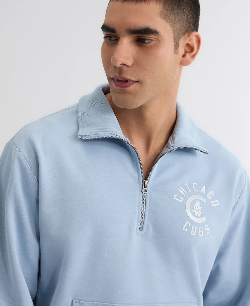 Fanatics Men's Chicago Cubs Iconic Collection Relaxed-Fit Quarter-Zip Kangaroo Pocket Sweatshirt