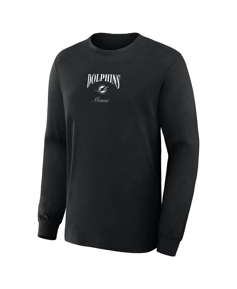 Fanatics Men's Miami Dolphins Midnight Falls Long-Sleeve Crewneck Graphic T-Shirt
