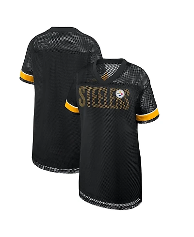 Fanatics Women's Pittsburgh Steelers Team First Deep Route Oversized Mesh V-Neck Dress