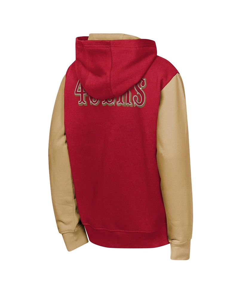 Outerstuff Boys' and Girls' San Francisco 49ers Color-Block Full-Zip Fleece-Lined Hoodie