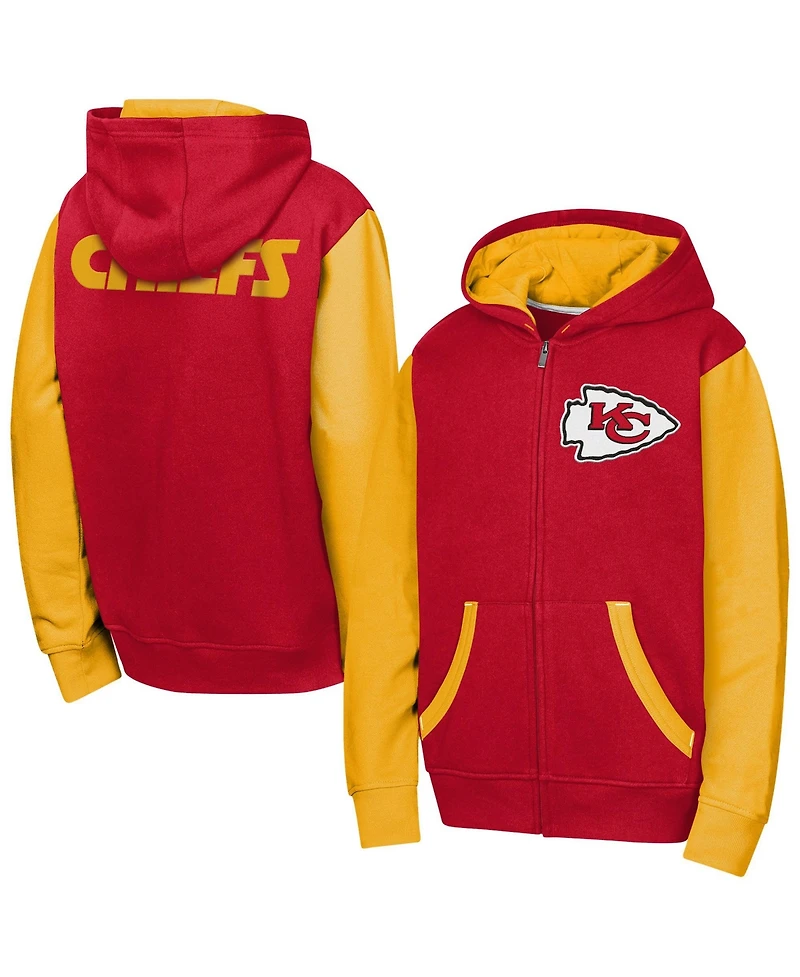 Outerstuff Boys' and Girls' Kansas City Chiefs Stadium Colorblock Fleece-Lined Full-Zip Hoodie