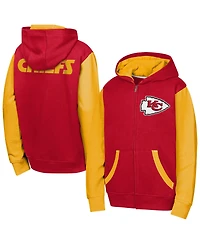 Outerstuff Boys' and Girls' Kansas City Chiefs Stadium Colorblock Fleece-Lined Full-Zip Hoodie