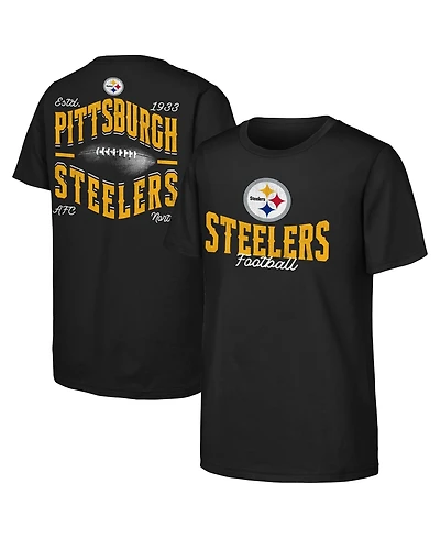 Outerstuff Boys' and Girls' Pittsburgh Steelers Top Pick Crewneck Screen Print Graphics Cotton T-Shirt