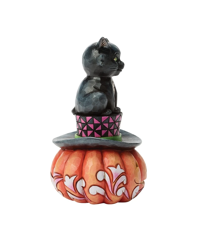Jim Shore Halloween Black Cat Sitting on Hat Figurine