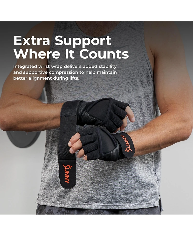 Sunny Health & Fitness Weightlifting Gloves, Medium