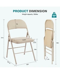 Yiortwo Leather Padded Folding Chair, Portable Indoor Outdoor Seating