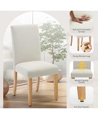 homfan Dining Chairs Set of 6, Upholstered Ergonomic Chairs with Curved Backrest, Heavy-Duty Wood Legs for Dining Room Kitchen Home