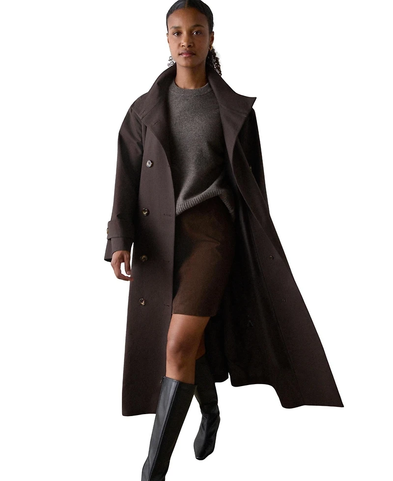 Whistles Women's Double-Breasted Funnel-Neck Trench Coat