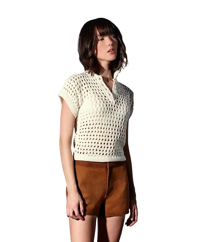 Walter Baker Women's Laura Open-Knit Polo Top