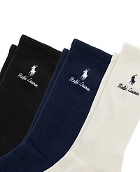 Polo Ralph Lauren Men's Double Logo Ribbed Crew Socks, 3-Pack