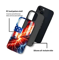 Lisen Lightning of Liberty 2-Layer Anti-Slip Grip Raised Camera Ring Phone Case for Apple iPhone 15
