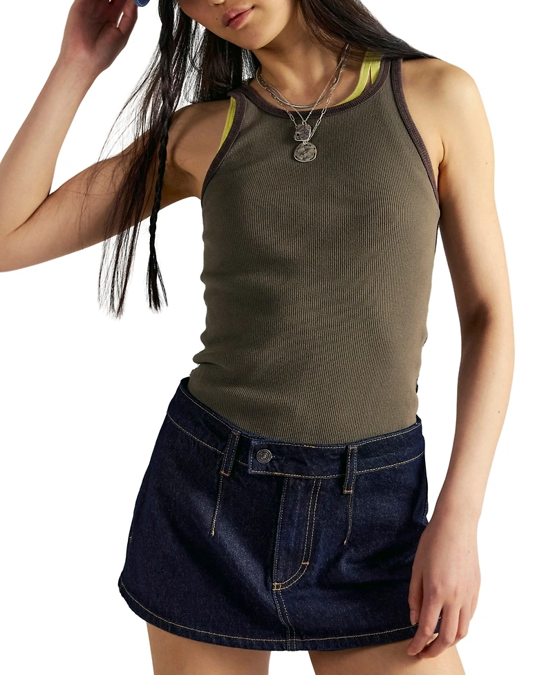 Free People Women's Galivanting A-Line Low-Rise Denim Skort