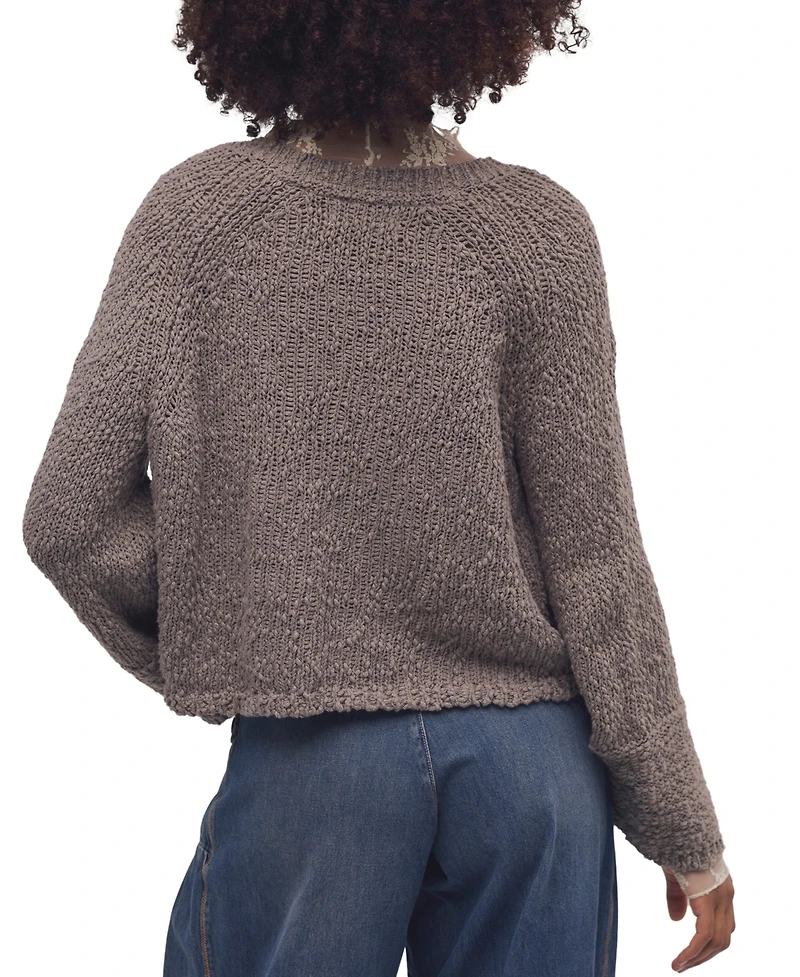 Free People Women's Heartland Cropped Flared-Sleeve V-Neck Pullover
