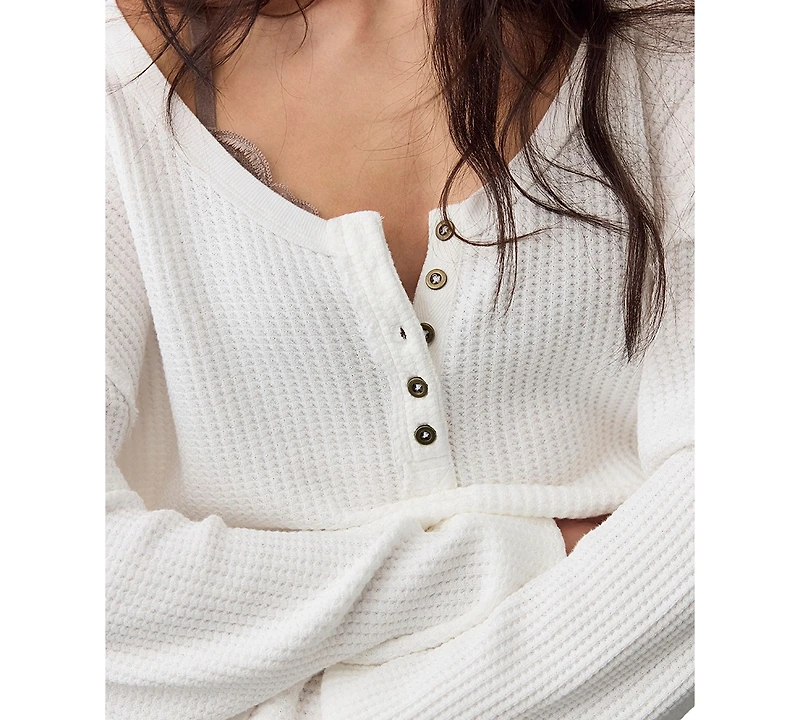 Free People Women's Montreal Scoop Neck Oversized Thermal Shirt