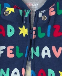 Carter's Baby Boys' and Girls' Feliz Navidad Snug-Fit 2-Way Zip 1-Piece Footed Pajama