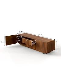 Rainsken 58 inch Tv Stand, Spiral Wave Design, With Storage Cabinet And 2 Drawers for 60" , Media Console, Living Dining