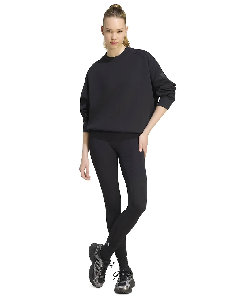 adidas Women's Soft Lux Loose-Fit Crewneck Long-Sleeve Sweatshirt