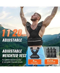 Mecale Adjustable Weighted Vest, 11-20 lb Vest with Ironsand Weights and Reflective Stripe for Strength Training