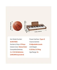 Mecale 37-Key Extended Range Wooden Kids Digital Piano, Ages 3+