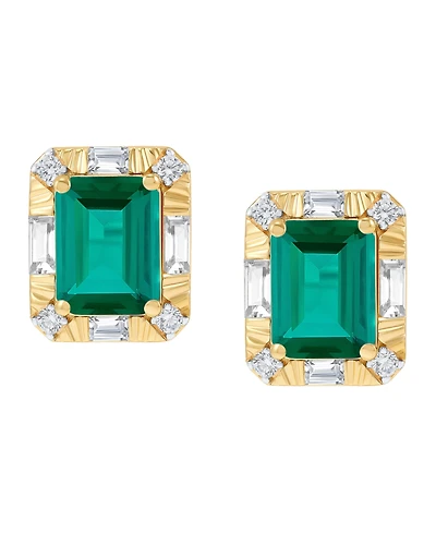 Macy's Sapphire (4 ct. t.w.) & White (5/8 Stud Earrings Sterling Silver (Also Emerald Ruby)