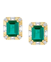 Macy's Sapphire (4 ct. t.w.) & White (5/8 Stud Earrings Sterling Silver (Also Emerald Ruby)