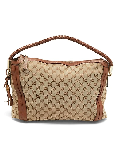 Pre-Owned Gucci Women's Bella Gg Canvas and Leather Hobo Bag