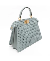 Pre-Owned Fendi Women's Peekaboo ISeeU Small Woven Straw Satchel