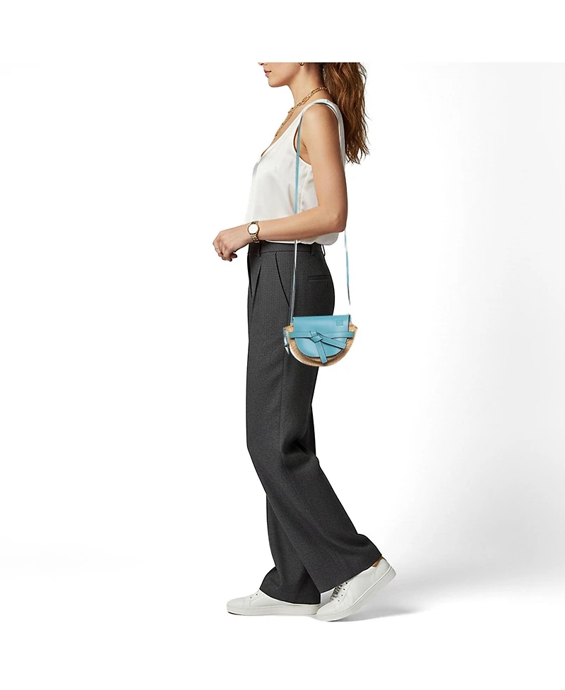 Pre-Owned Loewe Women's Gate Mini Raffia and Leather Shoulder Bag