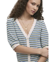 Finery London Women's Willa Striped Short-Sleeve V-Neck Cardigan