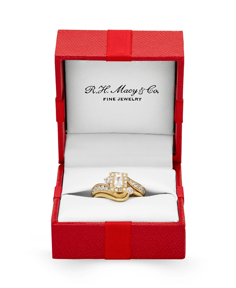 Diamond Emerald-Cut Halo Swirl Bridal Set (1 ct. t.w.) in 14k Gold